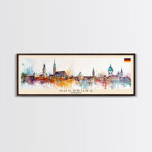 Carregar imagem no visualizador da galeria, Augsburg Germany Panoramic Travel Poster, Framed Canvas Print or Metal Wall Art, Travel Art, Home Decor, Panoramic Painting, Midcentury Art
