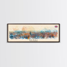 Load image into Gallery viewer, Derby United Kingdom Travel Print Wall Art, Panoramic City Art, Travel Art, Wall Decor, Vacation Gift, Framed Canvas Print Or Metal Art
