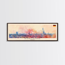 Load image into Gallery viewer, Dortmund Germany Wall Art, Panoramic Travel Poster, Panoramic Framed Canvas Print, City Wall Art, Wall Hanging Home Decor, Travel Art
