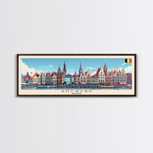 Carregar imagem no visualizador da galeria, Antwerp Belgium Wall Art, Panoramic Travel Poster, Panoramic Framed Canvas Print, City Wall Art, Wall Hanging Home Decor, Travel Art
