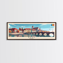 Carregar imagem no visualizador da galeria, Arad Romania Travel Art, City Art, Framed Canvas Print or Metal Wall Art, Europe Travel Poster, Panoramic Wall Art, Extra Wide Wall Art
