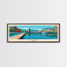 Cargar imagen en el visor de la galería, Bilbao Spain Wall Art, Panoramic Travel Poster, Panoramic Framed Canvas Print, City Wall Art, Wall Hanging Home Decor, Travel Art
