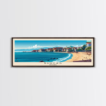 Carregar imagem no visualizador da galeria, Burgas Bulgaria Panoramic Travel Poster, Framed Canvas Print or Metal Wall Art, Travel Art, Home Decor, Panoramic Painting, Midcentury Art
