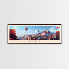 Load image into Gallery viewer, Bytom Poland Panoramic Travel Poster, Framed Canvas Print or Metal Wall Art, Travel Art, Home Decor, Panoramic Painting, Midcentury Art
