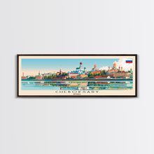 Cargar imagen en el visor de la galería, Cheboksary Russia Travel Art, City Art, Framed Canvas Print or Metal Wall Art, Europe Travel Poster, Panoramic Wall Art, Extra Wide Wall Art
