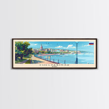 Cargar imagen en el visor de la galería, Chelyabinsk Russia Panoramic Travel Poster, Framed Canvas Print or Metal Wall Art, Travel Art, Home Decor, Panoramic Painting, Midcentury Art
