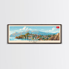 Load image into Gallery viewer, Denizli Turkey Wall Art, Panoramic Travel Poster, Panoramic Framed Canvas Print, City Wall Art, Wall Hanging Home Decor, Travel Art
