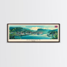 Load image into Gallery viewer, Drammen Norway Travel Print Wall Art, Panoramic City Art, Travel Art, Wall Decor, Vacation Gift, Framed Canvas Print Or Metal Art
