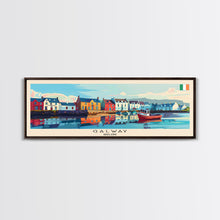 Carregar imagem no visualizador da galeria, Galway Ireland Panoramic Travel Poster, Framed Canvas Print or Metal Wall Art, Travel Art, Home Decor, Panoramic Painting, Midcentury Art
