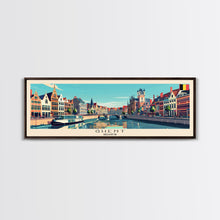 Load image into Gallery viewer, Ghent Belgium Wall Art, Panoramic Travel Poster, Panoramic Framed Canvas Print, City Wall Art, Wall Hanging Home Decor, Travel Art
