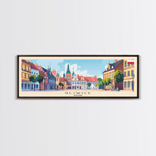 Carregar imagem no visualizador da galeria, Gliwice Poland Panoramic Travel Poster, Framed Canvas Print or Metal Wall Art, Travel Art, Home Decor, Panoramic Painting, Midcentury Art
