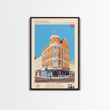 Carregar imagem no visualizador da galeria, Worthing United Kingdom Travel Poster Framed Canvas Print, Midcentury Modern Art, Pop Art Wall Decor, Living Room Art, Home Decoration
