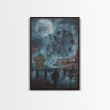 Load image into Gallery viewer, Eerie Carnival, Halloween Art, Spooky Wall Decor, Framed Canvas Print, Creepy Art, Halloween Wall Decor, Seasonal Wall Art, Scary Artwork
