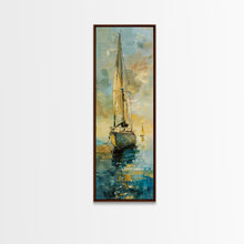 Load image into Gallery viewer, Framed Sailboat Canvas Art Print Framed, Sailboat Painting, Nautical Wall Art for Beach House, Large Wall Art Print for Him, Coastal Art
