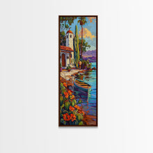 Carregar imagem no visualizador da galeria, Framed Mediterranean Coast Canvas Painting, Framed Wall Art for Living Room, Contemporary Botanical Art, Tropical Canvas Wall Art Print
