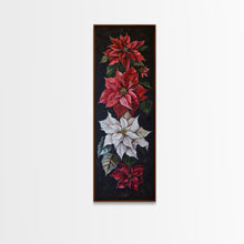 Cargar imagen en el visor de la galería, Colorful Botanical Poinsettia Canvas Art Printed and Framed, Vertical Tall and Narrow Floral Art Print, Modern Wall Art, Housewarming Gift
