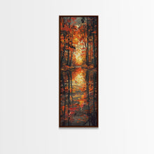 Carregar imagem no visualizador da galeria, Fall Forest Reflected in The Lake, Framed Canvas Print, Whimsical Home Decor, Unique Wall Art Gift Idea For Housewarming
