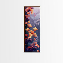 Load image into Gallery viewer, Ethereal Autumn Ginkgo Leaves Skinny Art Tall Art Japanese Ukiyo-e Inspired Botanical Framed Canvas Print
