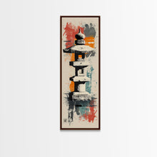 Carregar imagem no visualizador da galeria, Zen Stone Lantern Skinny Art Tall Art Japanese Ukiyo-e Inspired Framed Canvas Wall Art
