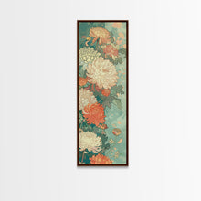 Load image into Gallery viewer, Skinny Art of Chrysanthemums in Soft Pastels with Intricate Petal Design on Framed Canvas Print
