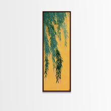 Load image into Gallery viewer, Japanese Skinny Art of Wisteria Hanging Over a Golden Background – Framed Canvas Print
