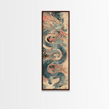 Load image into Gallery viewer, Mythical Japanese Dragon in Swirling Clouds – Skinny Art on Framed Canvas Print
