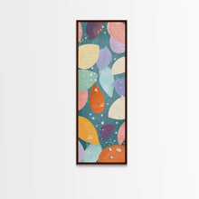 Cargar imagen en el visor de la galería, Floating Leaves in Soft Pastel Colors, Skinny Tall Art with Japanese Influence, Framed Canvas Print in Ukiyo-e Style
