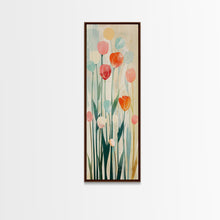 Carregar imagem no visualizador da galeria, Abstract Tulips, Pastel Colors, Japanese Art, Skinny Art, Tall Art, Framed Canvas Print, Ukiyo-e Style
