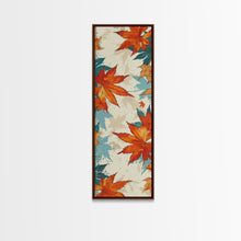 Load image into Gallery viewer, Japanese Autumn Leaves Canvas Print In Ukiyo-e Style, Traditional Woodblock Art, Framed Canvas Print, Tall Skinny Japanese Wall Art, Ready To Hang
