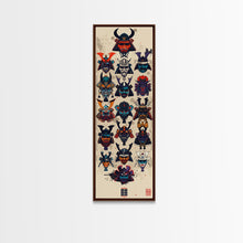 Carregar imagem no visualizador da galeria, Canvas Print Traditional Japanese Samurai Helmets Collection, Intricate Details In Warrior Masks, Bold Cultural Decor For Any Space
