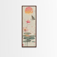 Load image into Gallery viewer, Autumn Maple Leaves Falling Tall Skinny Japanese Wall Art - Framed Canvas Print in Ukiyo-e Style
