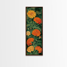Load image into Gallery viewer, Delicate Pastel Flowers on Tall Stems Framed Canvas Print - Japanese Art Skinny Wall Décor
