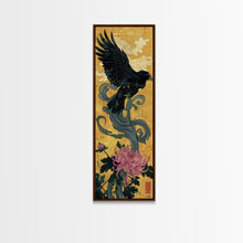 Carregar imagem no visualizador da galeria, Canvas Print Japanese Eagle In Flight Over Chrysanthemum Flowers, Bold Traditional Art For Statement Wall Piece, Cultural Home Decor
