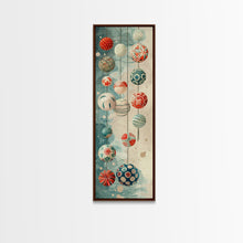 Load image into Gallery viewer, Skinny Art, Japanese Style Art, Hanging Lanterns Wood Block Print Framed Canvas Print Tall Art Ukiyo-e Art

