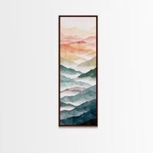 Load image into Gallery viewer, Rolling Hills And Layered Mountains In Soft Pastel Hues Ukiyo-e Wood Block Print Skinny Art Framed Canvas Print
