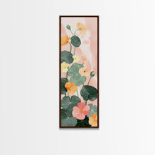 Carregar imagem no visualizador da galeria, Bright And Colorful Nasturtium Flowers Ukiyo-e Style Tall Skinny Wood Block Japanese Art Framed Canvas Print
