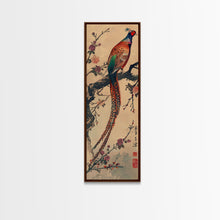 Load image into Gallery viewer, Vibrant Pheasant Perched On Flowering Branch For Traditional Japanese Art Wall Decor Framed Canvas Print
