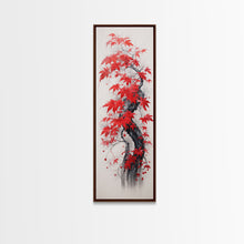 Carregar imagem no visualizador da galeria, Autumn Leaves On A Twisted Trunk, Tall Skinny Canvas Print, Perfect For Feng Shui Spaces, Japanese Style Wall Art
