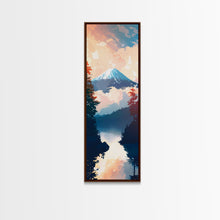 Load image into Gallery viewer, Skinny Art Tall Art Framed Canvas Print Japanese Style Art Mount Fuji At Sunrise Reflection Wood Block Print Ukiyo-e Feng Shui Wall Art
