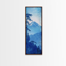 Load image into Gallery viewer, Skinny Art Tall Art Framed Canvas Print Japanese Style Art Blue Mount Fuji Forest Wood Block Print Ukiyo-e Feng Shui Wall Art
