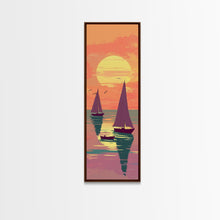 Load image into Gallery viewer, Sailing Boats In The Sunset Over Serene Waters In Japanese Style Ukiyo-e Art Framed Canvas Print Skinny Art Tall Art
