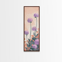 Carregar imagem no visualizador da galeria, Beautiful Purple Flowers Standing Tall In Japanese Style Ukiyo-e Art Framed Canvas Print Skinny Art Tall Art
