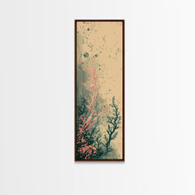 Cargar imagen en el visor de la galería, Tall Skinny Art Japanese Style Wood Block Print Abstract Seaweed In Soft Hues For Framed Canvas Print In Ukiyo-e Style
