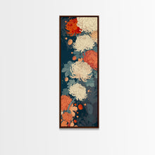 Load image into Gallery viewer, Blooming Chrysanthemums in Rich Autumn Colors - Skinny Art, Japanese Wall Decor, Framed Canvas Print, Ukiyo-e Style

