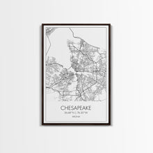 Cargar imagen en el visor de la galería, Chesapeake Street Map, Virginia Map, City Map Art, Modern Art, Wall Art, Canvas Print, Canvas Wall Art, Travel Art, Above Bed Décor
