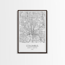 Cargar imagen en el visor de la galería, Columbus Street Map, Ohio Map, City Map Art, Minimalist Art, Wall Art, Canvas Print, Canvas Wall Art, Travel Decor, Office Wall Art
