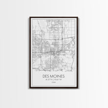 Load image into Gallery viewer, Des Moines Street Map, Iowa Map, City Map Art, Minimalist Art, Wall Art, Canvas Print, Girlfriend Gift, Travel Wall Art, Dorm Room Art
