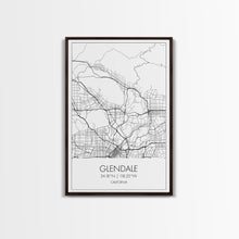 Carregar imagem no visualizador da galeria, Glendale Street Map, California Map, City Map Art, Minimalist Art, Wall Art, Canvas Print, Black And White Map, Gifts For Him, Travel Art
