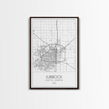 Load image into Gallery viewer, Lubbock Street Map, Texas Map, City Map Art, Modern Art, Wall Art, Canvas Print, Travel Print, Farmhouse Wall Décor, Boyfriend Gift
