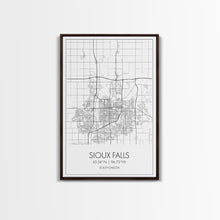 Load image into Gallery viewer, Sioux Falls Street Map, South Dakota Map, City Map Print, Minimalist Art, Wall Art, Canvas Print, Dorm Room Décor, Gifts For Her
